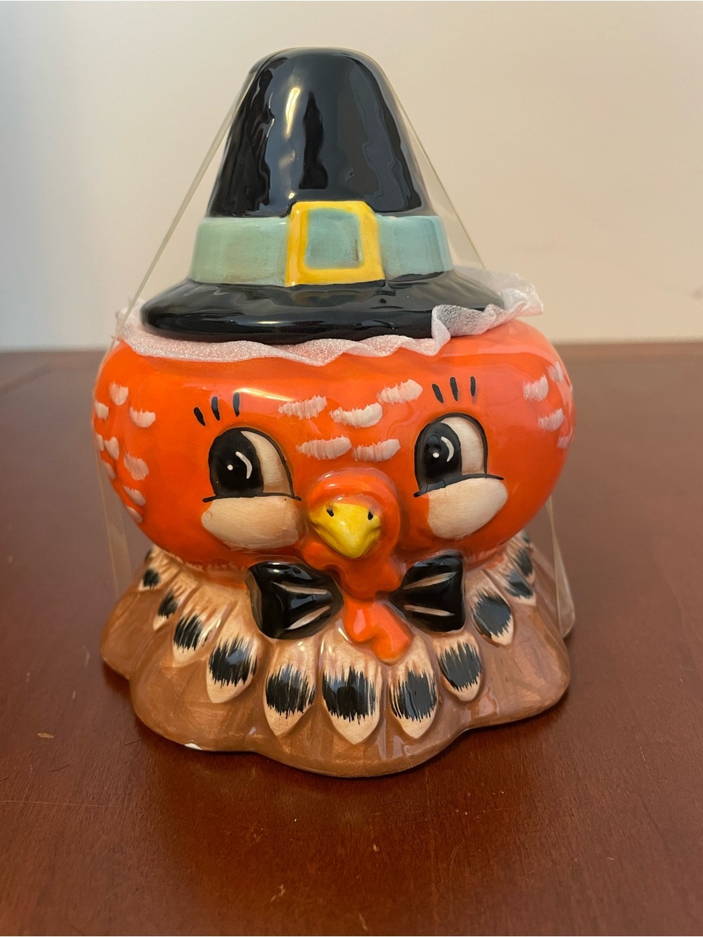 NIB JOHANNA PARKER THANKSGIVING TURKEY CANISTER JAR WITH LID DISH Pilgrim Fall